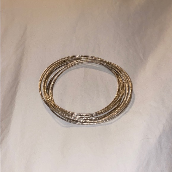 💎bebe Silver Tone Rhinestone Bangle Set - Picture 10 of 11